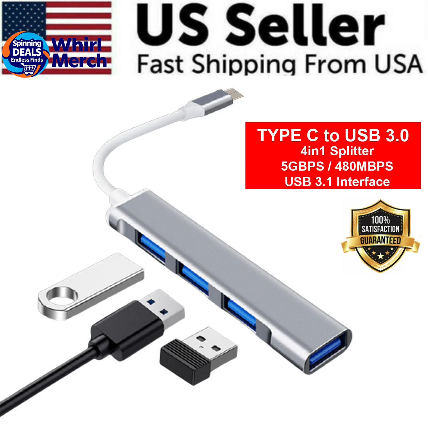 USB-C Multiport Hub with HDMI 4K Output and USB 3.0 Ports for MacBook Pro/Air