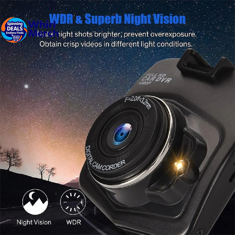 2.4'' Full HD 1080P Dash Cam with Night Vision and G-Sensor for Front or Rear Installation