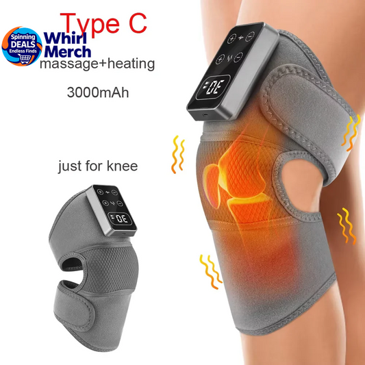 Electric Heated Vibration Physiotherapy Pad - 3-in-1 Massager for Knee, Shoulder, and Elbow Pain Relief with Hot Compress
