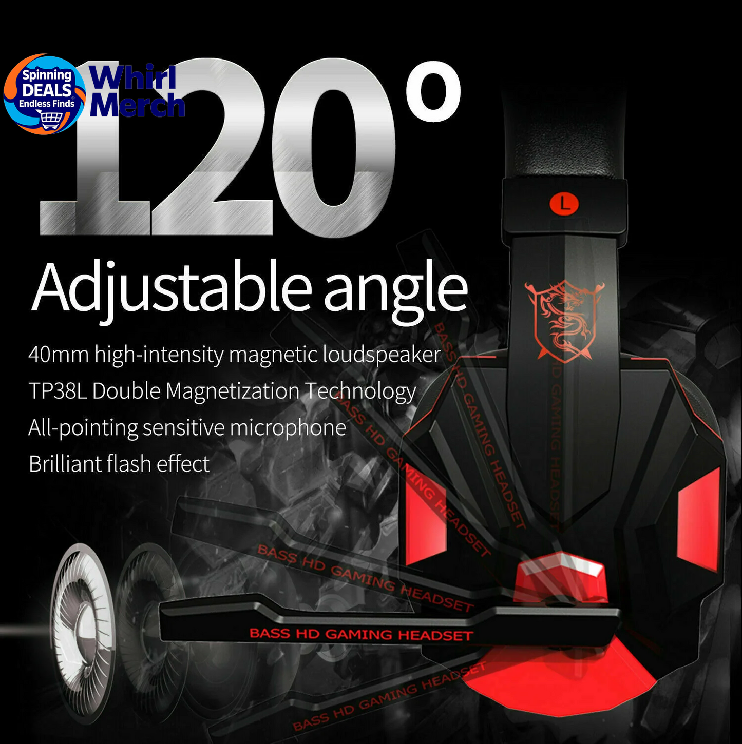 3.5mm Gaming Headset with Microphone and LED - Stereo Bass Surround Sound for PC, PS4, and Xbox One