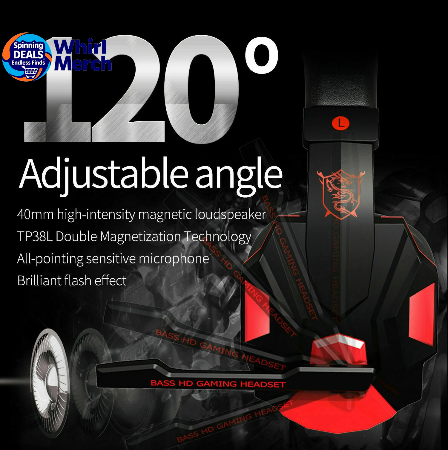 3.5mm Gaming Headset with Microphone and LED - Stereo Bass Surround Sound for PC, PS4, and Xbox One