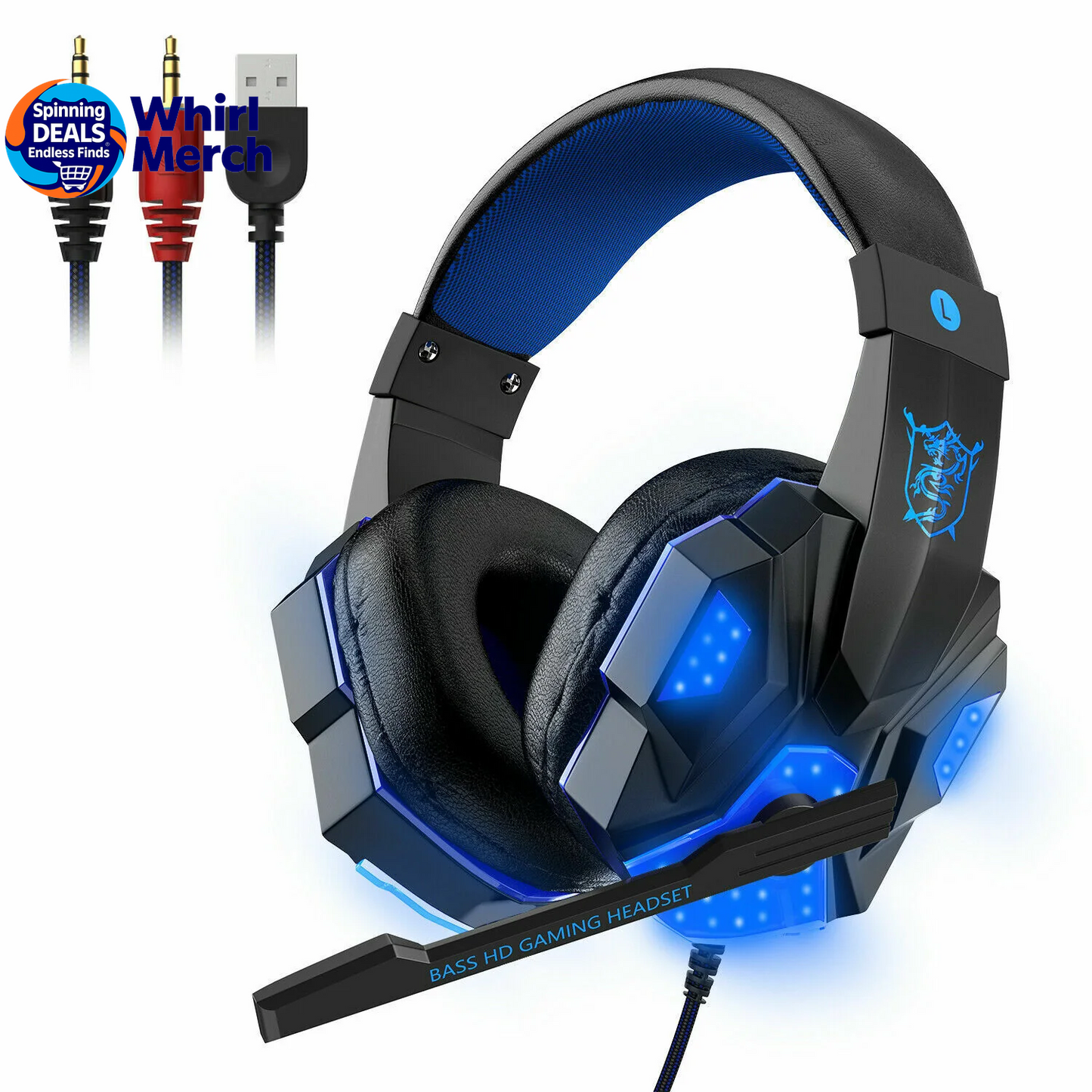 3.5mm Gaming Headset with Microphone and LED - Stereo Bass Surround Sound for PC, PS4, and Xbox One