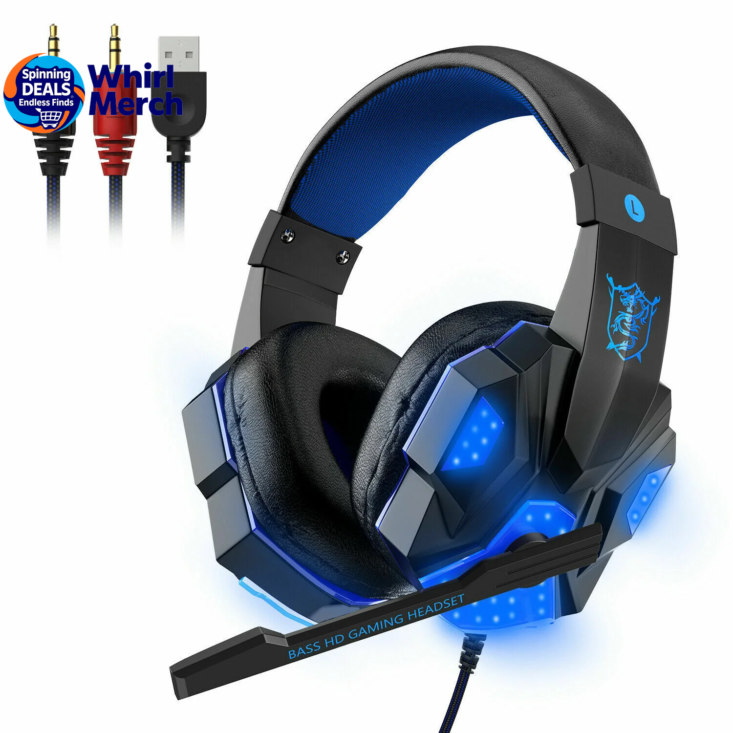 3.5mm Gaming Headset with Microphone and LED - Stereo Bass Surround Sound for PC, PS4, and Xbox One