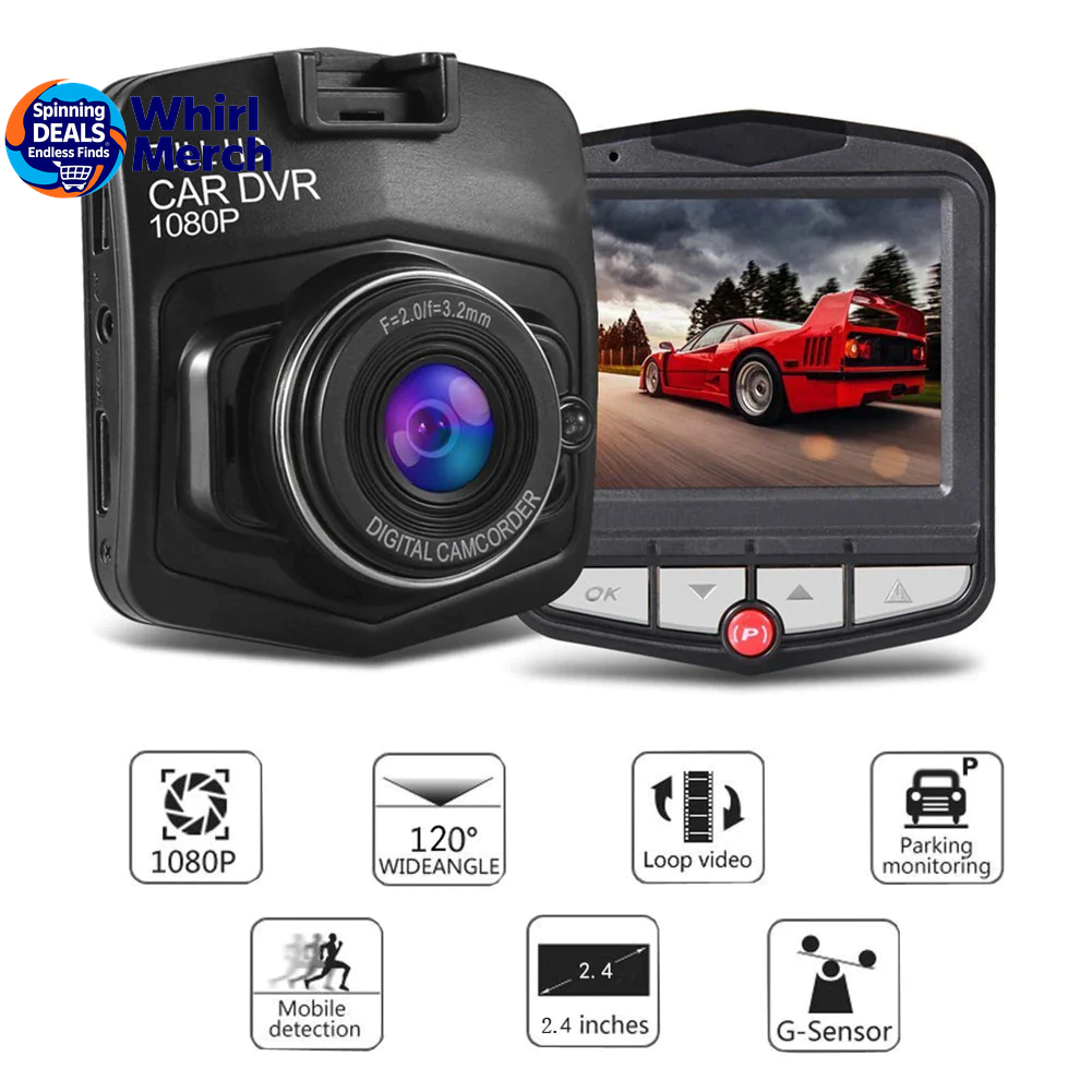 2.4'' Full HD 1080P Dash Cam with Night Vision and G-Sensor for Front or Rear Installation