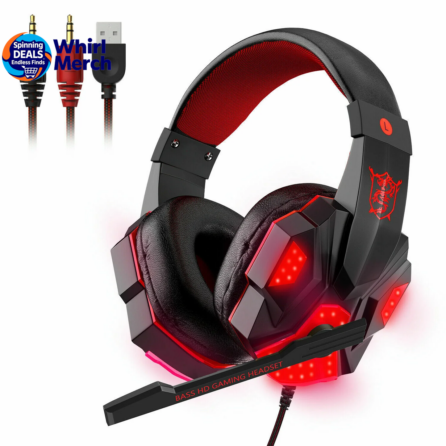 3.5mm Gaming Headset with Microphone and LED - Stereo Bass Surround Sound for PC, PS4, and Xbox One