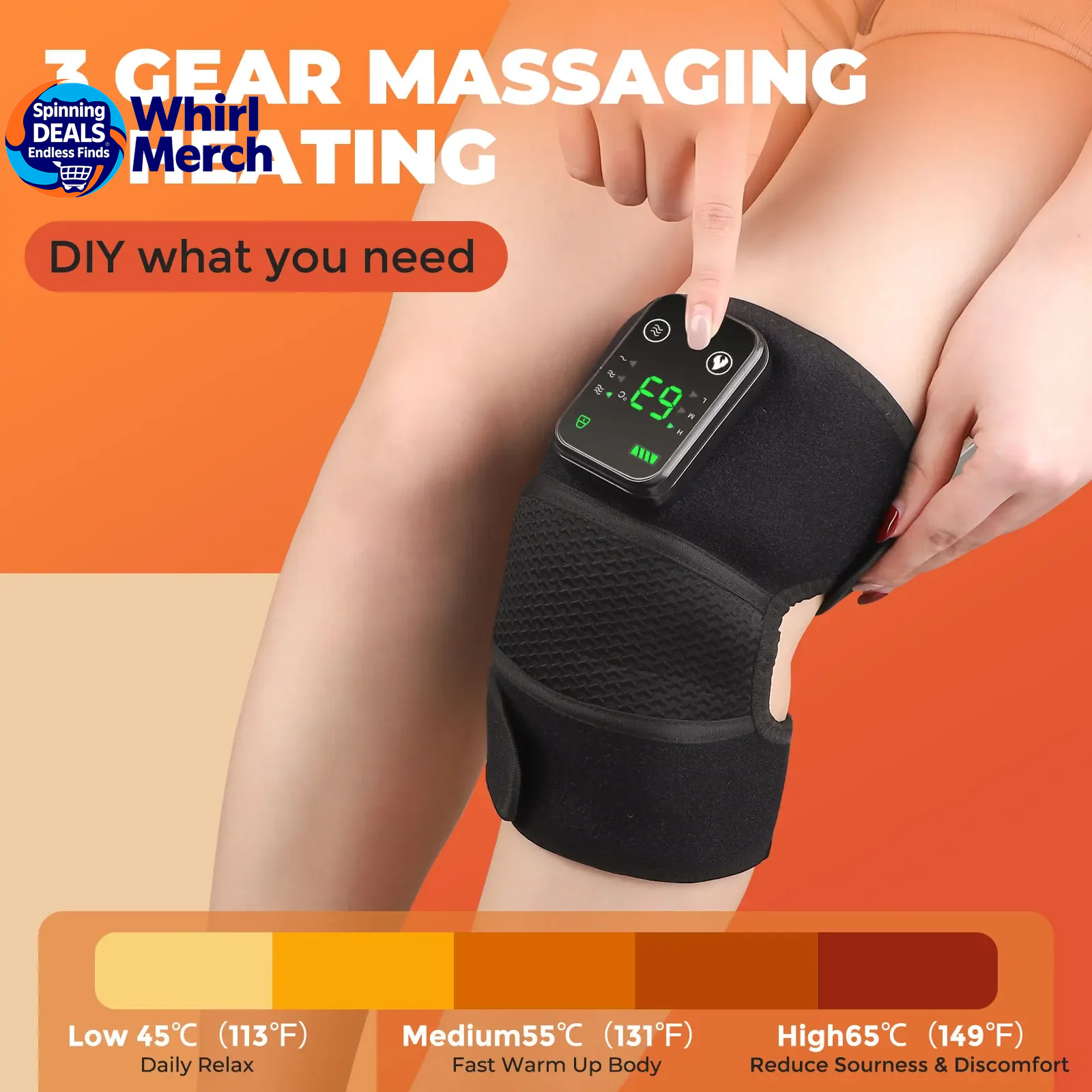 Electric Heated Vibration Physiotherapy Pad - 3-in-1 Massager for Knee, Shoulder, and Elbow Pain Relief with Hot Compress