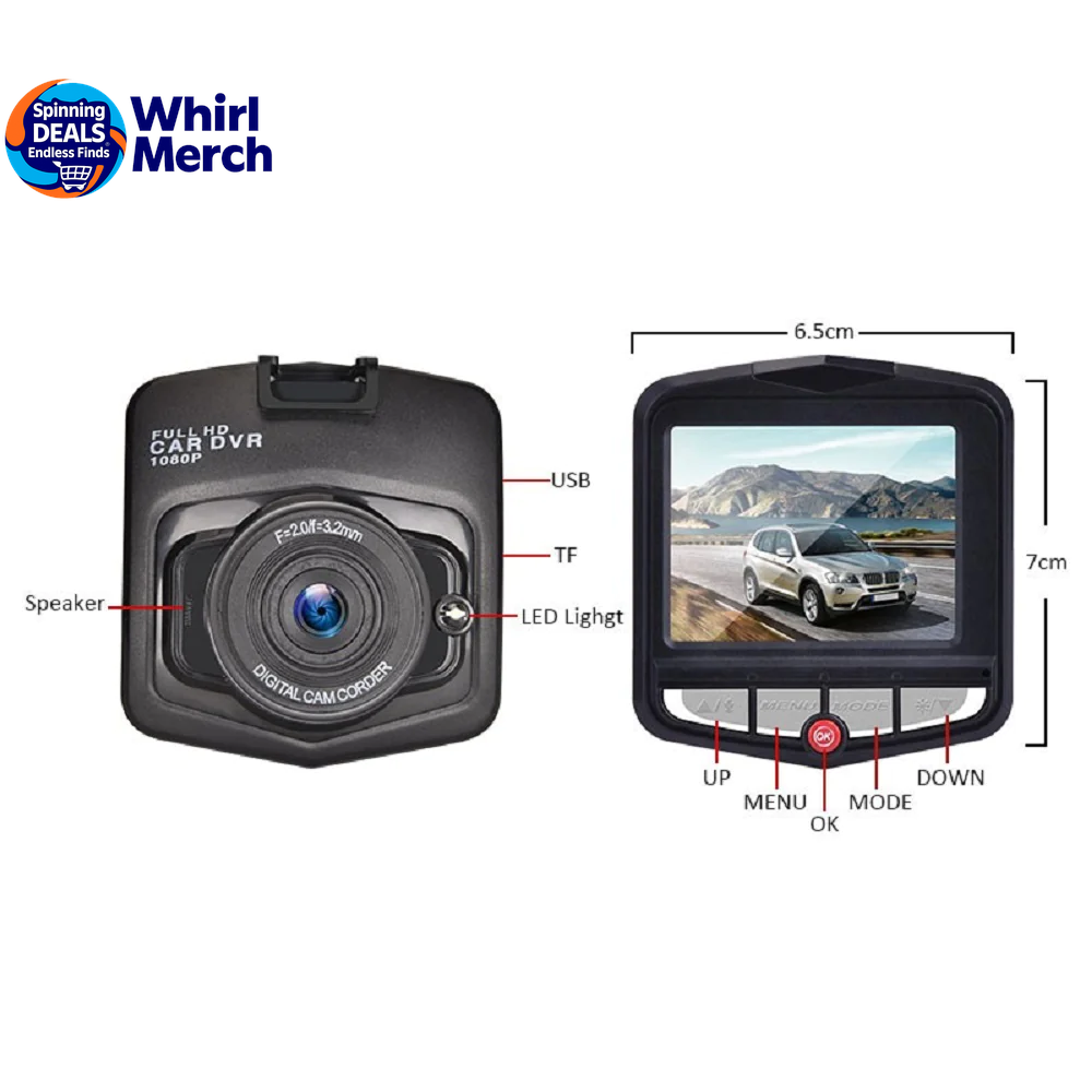 2.4'' Full HD 1080P Dash Cam with Night Vision and G-Sensor for Front or Rear Installation