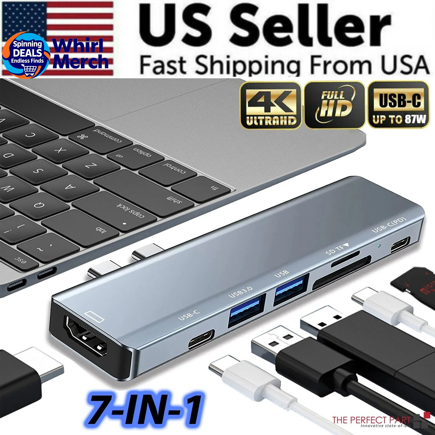 USB-C Multiport Hub with HDMI 4K Output and USB 3.0 Ports for MacBook Pro/Air