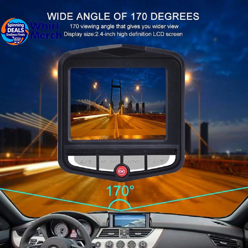2.4'' Full HD 1080P Dash Cam with Night Vision and G-Sensor for Front or Rear Installation